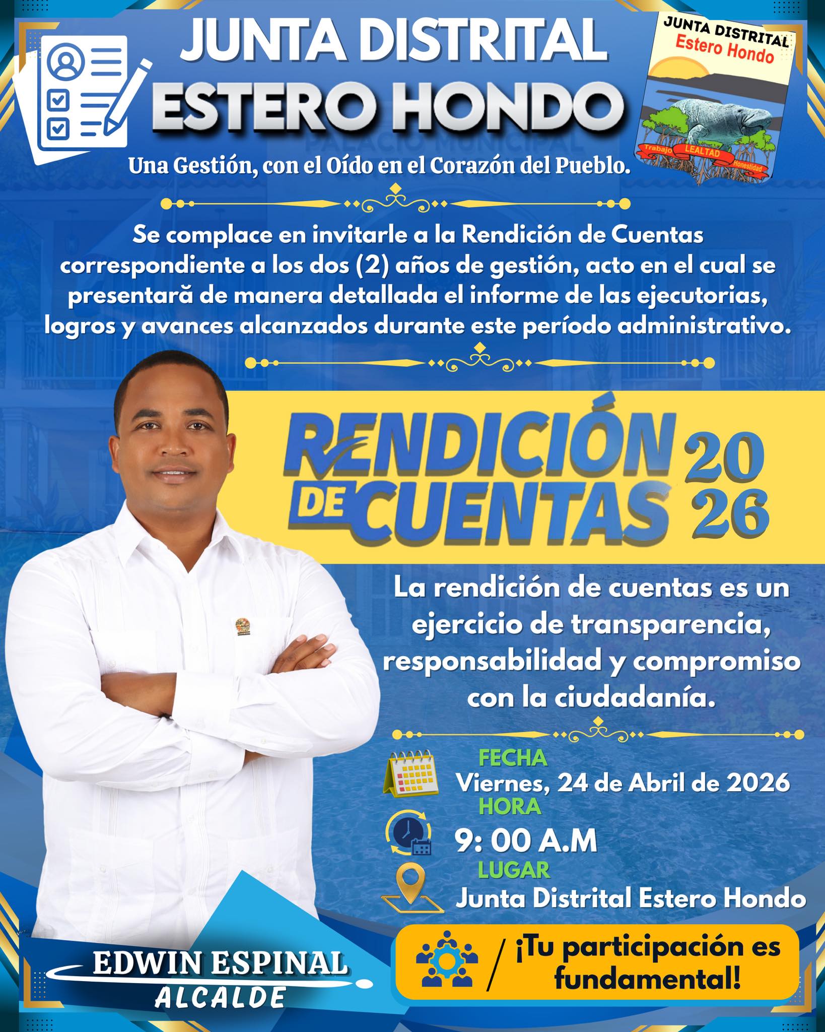 Invitación a la presentación de la Rendición de Cuentas 2026.