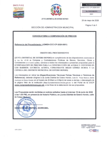 Convocatoria a Comparación de Precios